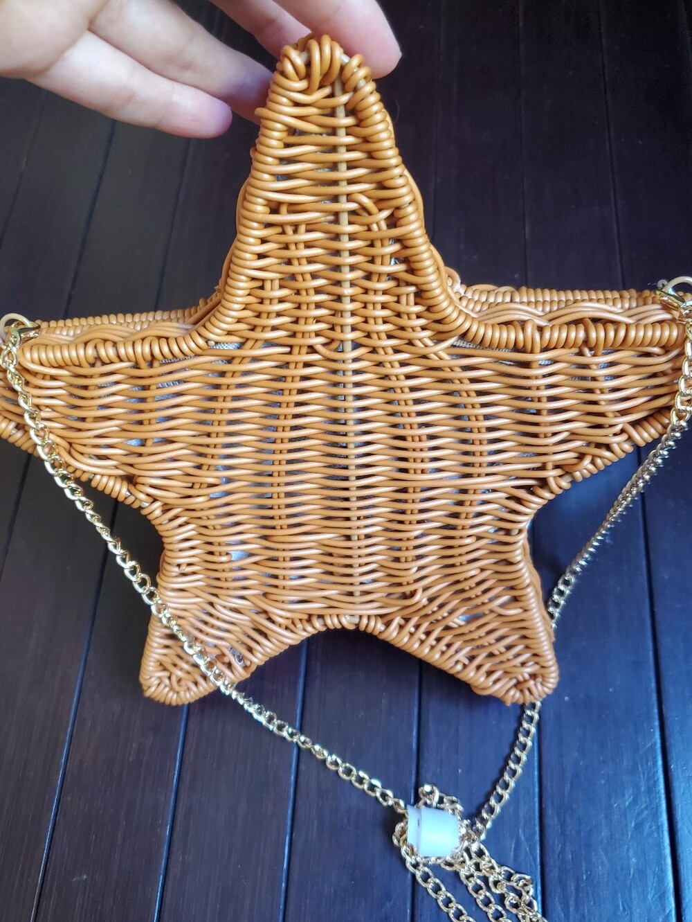 Tommy Bahama Starfish Crossbody Bag Gold Chain Natural Woven Brown - Picture 8 of 10